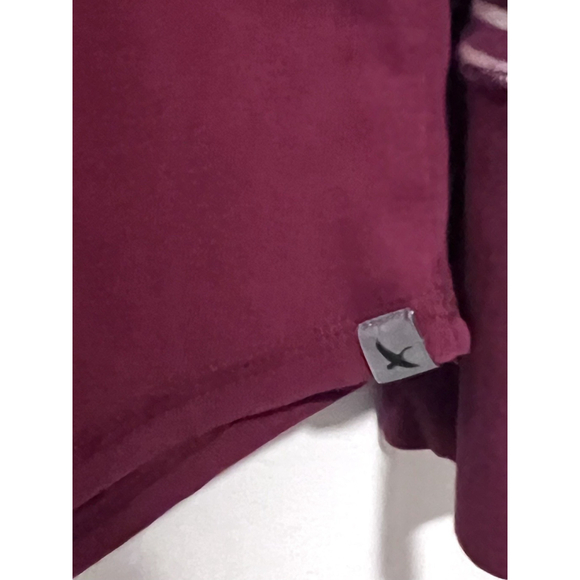 Eddie Bauer Top Womens Large Hoodie Tee Cranberry Red Stripe Sleeve Cotton Shirt - Picture 4 of 5